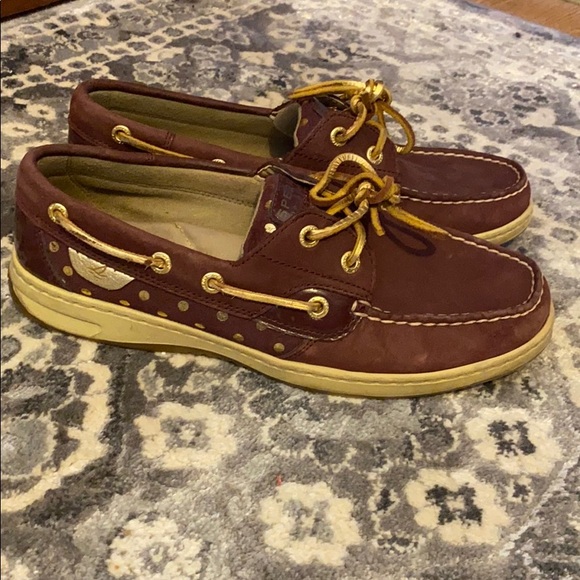 Sperry polka dot leather top sider boat shoes